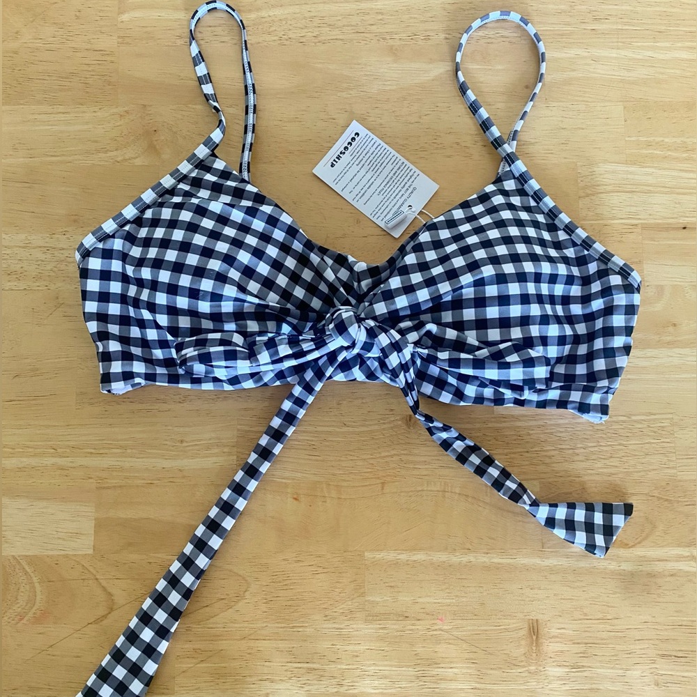NWT Cocoship Gingham Pattern Swim Top Size 10